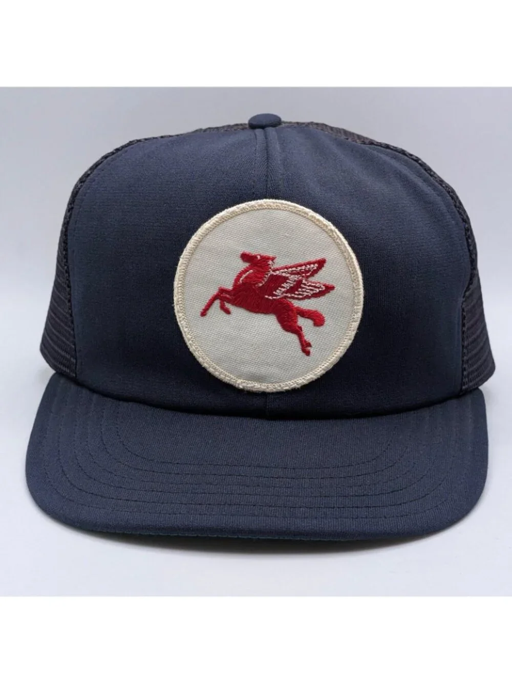 Vintage Mobil Pegasus Trucker Snapback Cap Hat Mesh Exxon 80s Retro Gasoline